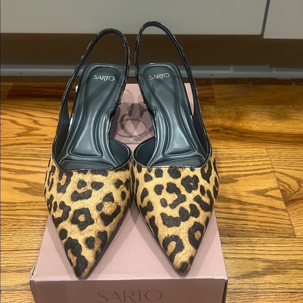 Sarto by Franco Sarto Leopard Print Slingback Heels Style is Devin